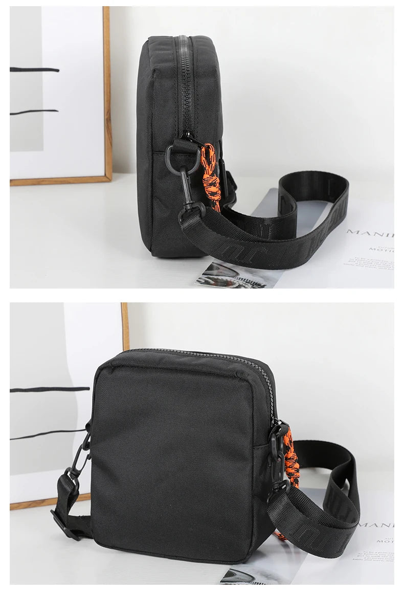 Messenger Sling Bags For Men Casual OXford cloth Small Zipper Crossbody Pouch Simple Mini Crossbody Shoulder Bag Black Men Bag