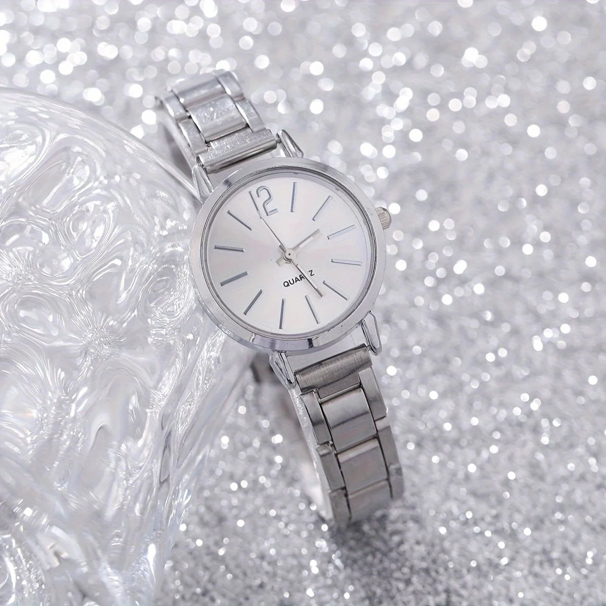 2Pcs Quartz Watches For Women Alloy Wrist Watch Bracelet Great Gift For Her Mom Girlfriend Gifts For Eid