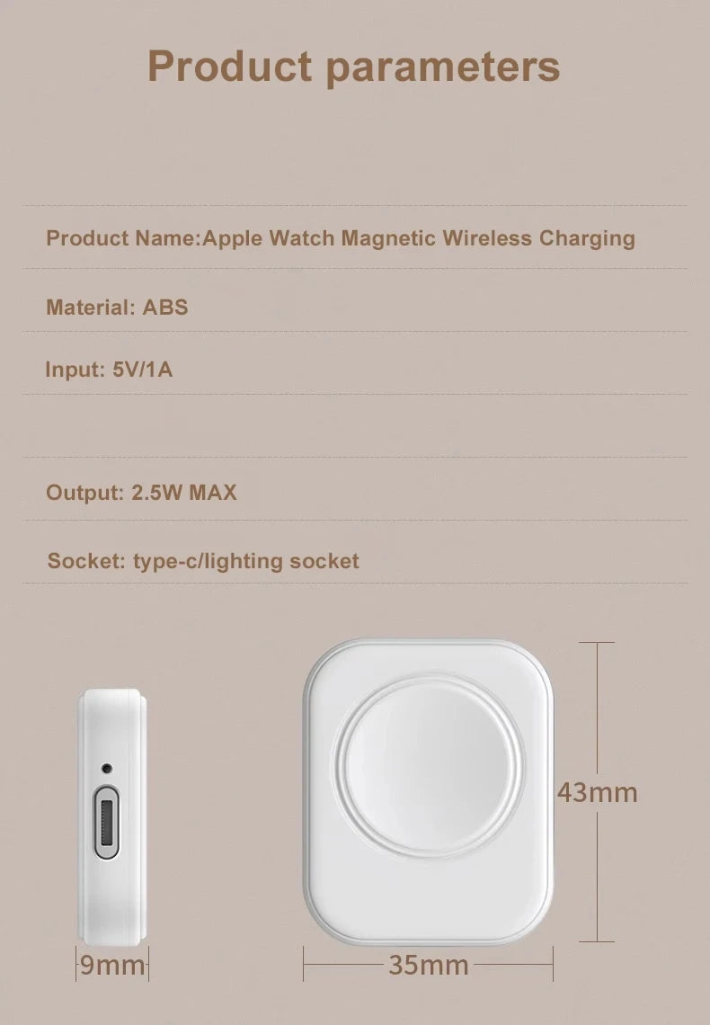 Fast Magnetic Watch Wireless Charger for Apple Watch Series IWatch 9 8 7 6 5 SE Ultra Dock Adapter Type C 8PIN Portable Charging