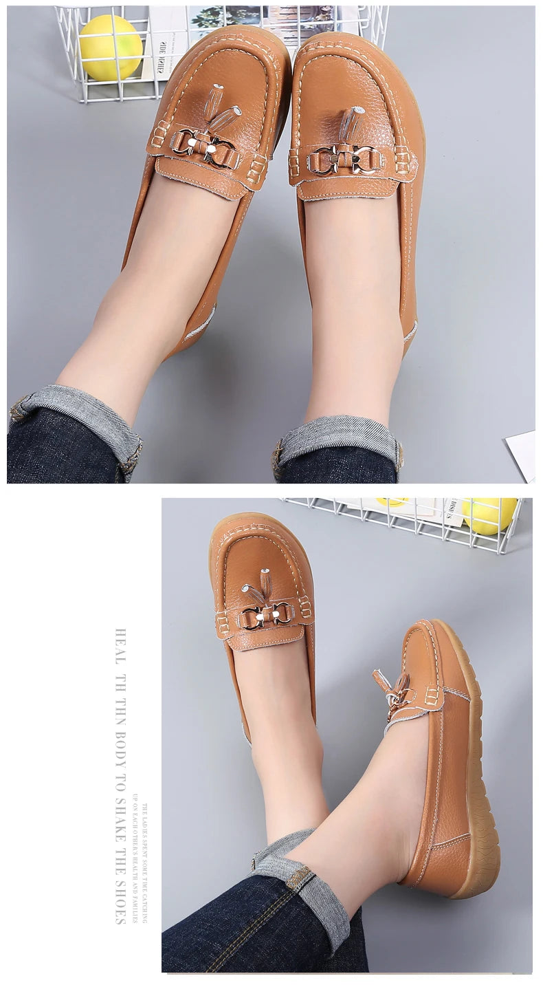 Women Flats Leather Woman Casual Shoes outdoors Slip-on Loafers Female Boat Shoes Fashion Comfortable Ballet Flat Big Size