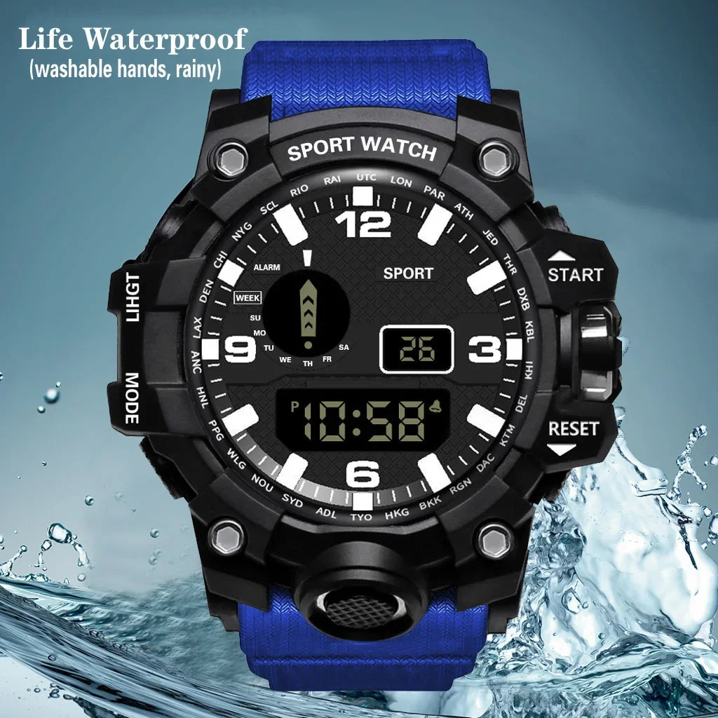 YIKAZE Y02 Sports Men's Watches Multifunction Military Digital Wristwatch Stopwatch Clock LED Electronic Watch for man Student