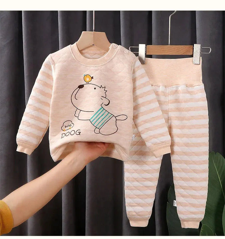 Children Sets Autumn Winter Thermal Underwear Set for Boys Girls Thicken Warm Cotton Kids Clothes Baby Sleeping Clothing Pajamas