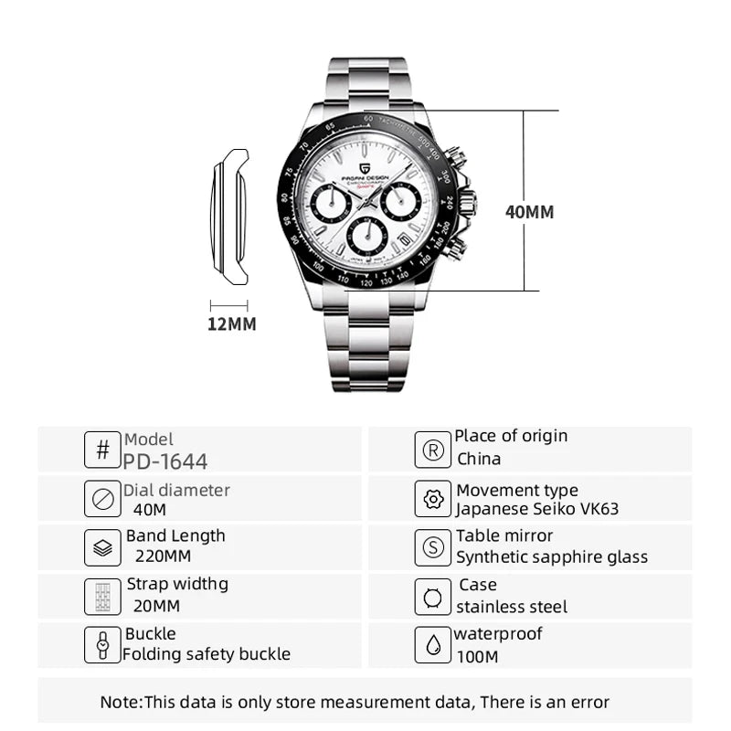 PAGANI DESIGN 2024 New Mens Watches Quartz Business Watch Men Watches Top Brand Luxury Watch Men Chronograph Vk63 Reloj Hombre ﻿