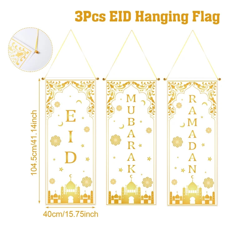 Ramadan Decoration Hanging Flag Eid Mubarak Decor 2025 for Home Islamic Muslim Party Decor Ramadan Kareem Eid Al-Fitr Gift