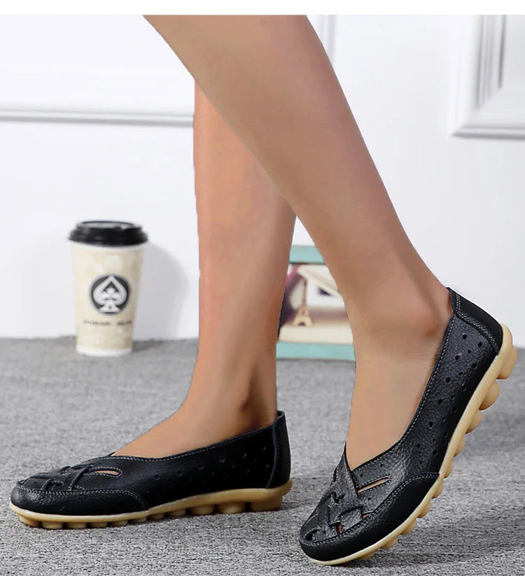 Women Shoes For Summer Flats Soft Leather Shoes Flat Slip On Loafers Women Casual Shoes Breather Moccasins Nursing Zapatos Mujer