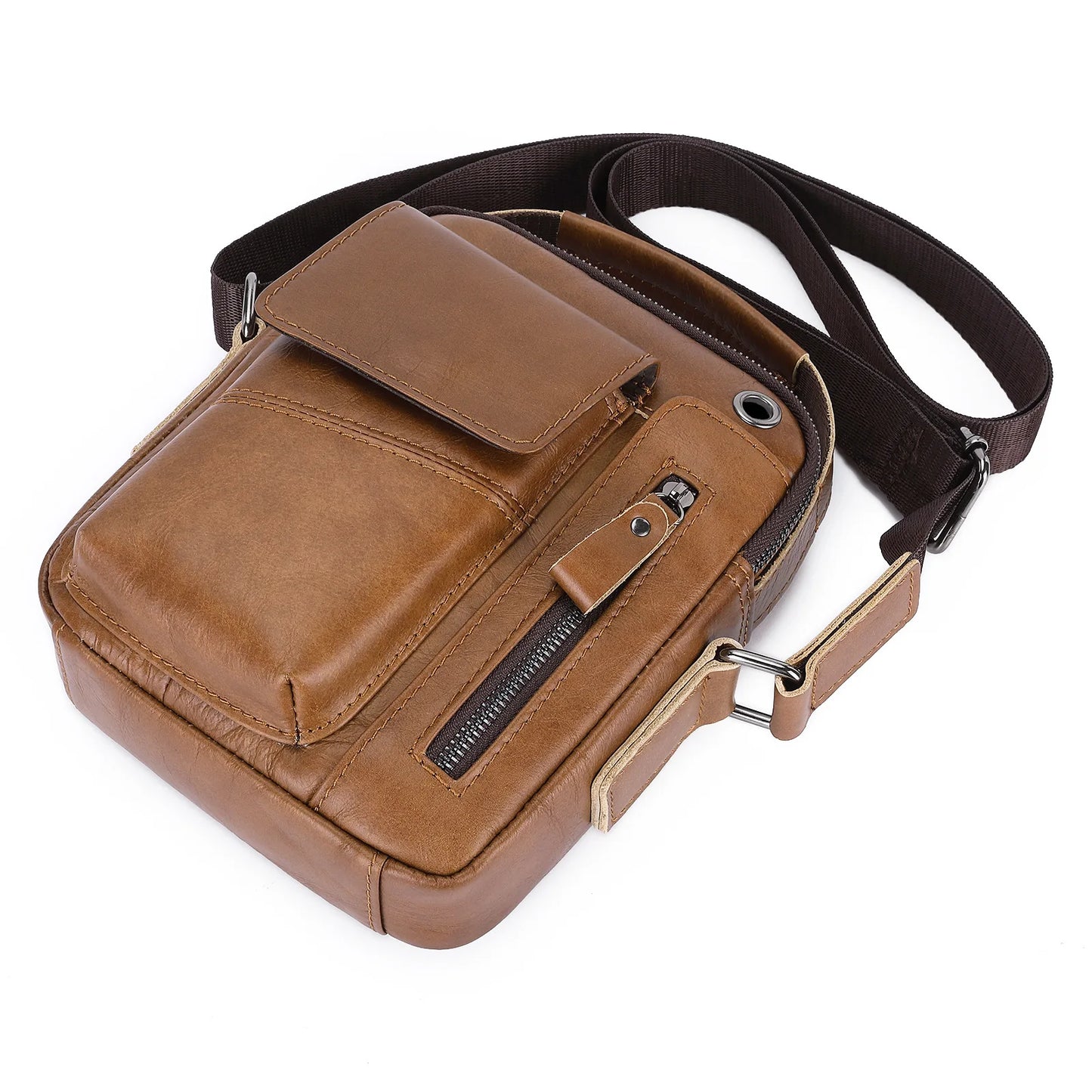 100% Genuine Leather Men Shoulder Bag Cowhide Messenger Bag For Men Crossbody Side Bag Vintage Small Handbag Male