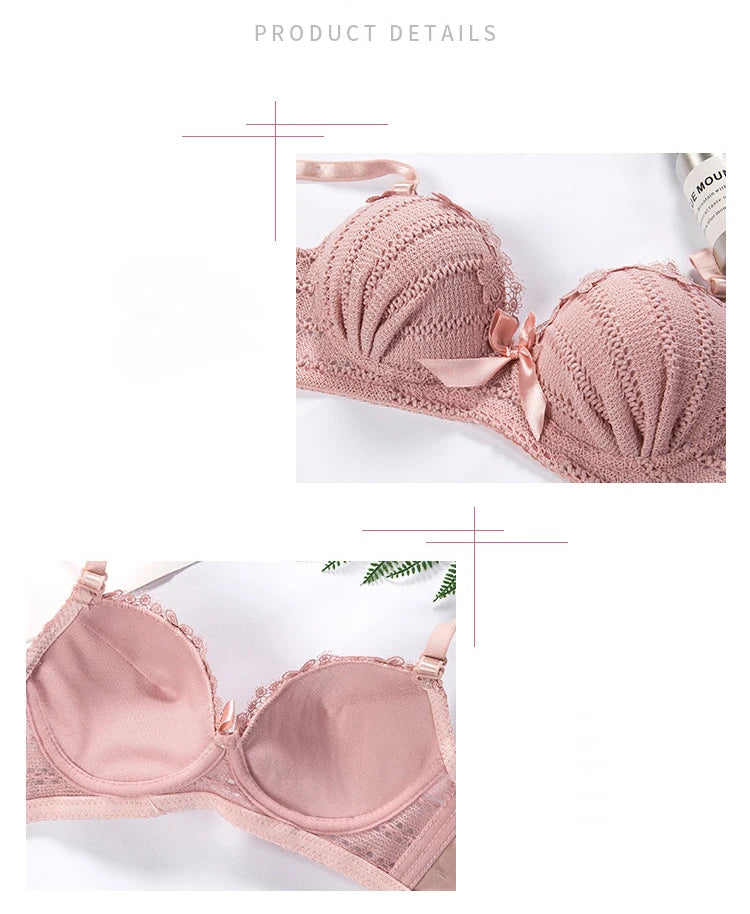 Wireless Bra Set Japanese Fashion Underwear Lace Push Up Bra Sets Pure Desire Soft Brassiere Cute Sweet Girl's Lingerie Sets