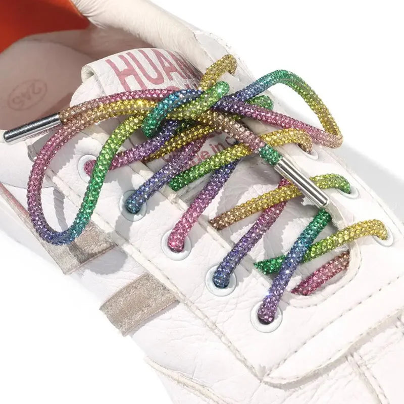 1 Pcs Rhinestone Shoe Lace Luxury Diamond ShoeLace Bright String Cross Braiding Strap DIY Drawstring