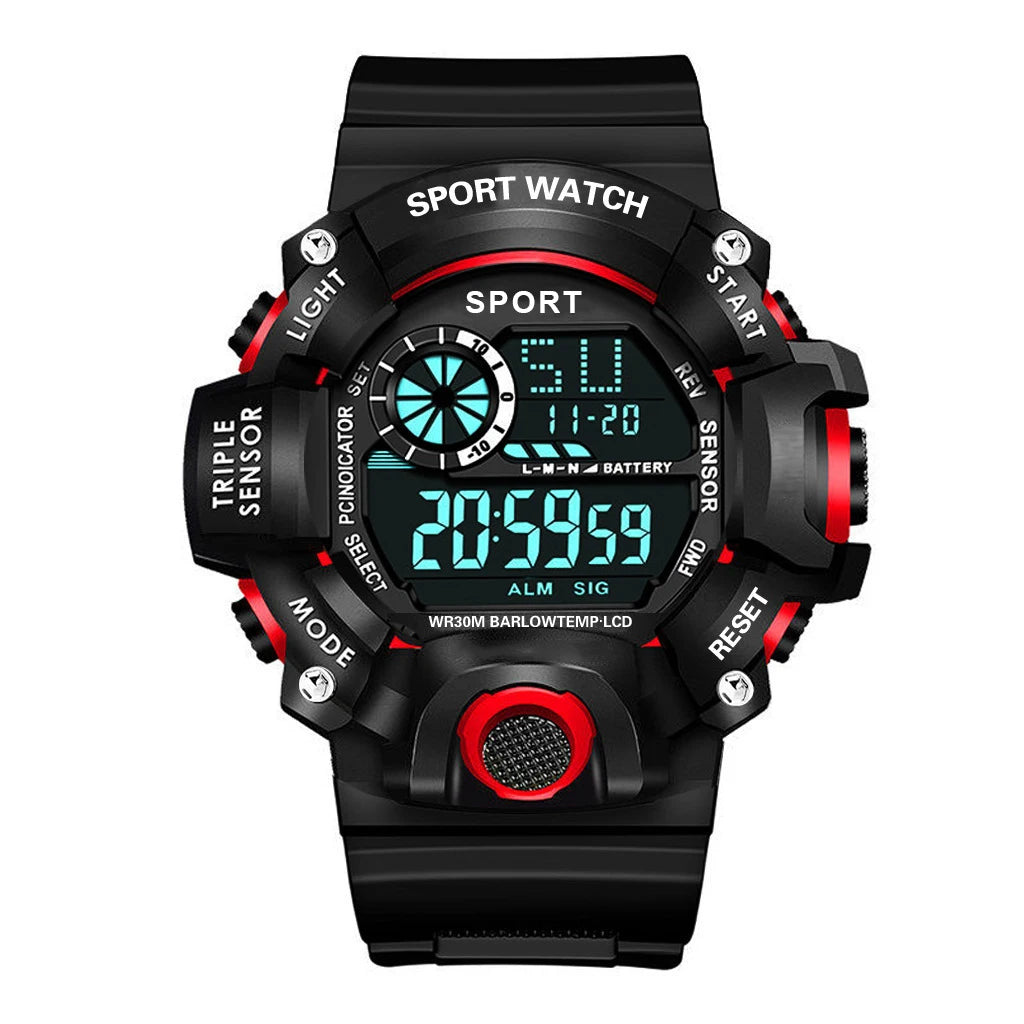 YIKAZE Men's LED Digital Watch Men Sport Watches Fitness Electronic Watch Multifunction Military Sports Watches Clock Kids Gifts