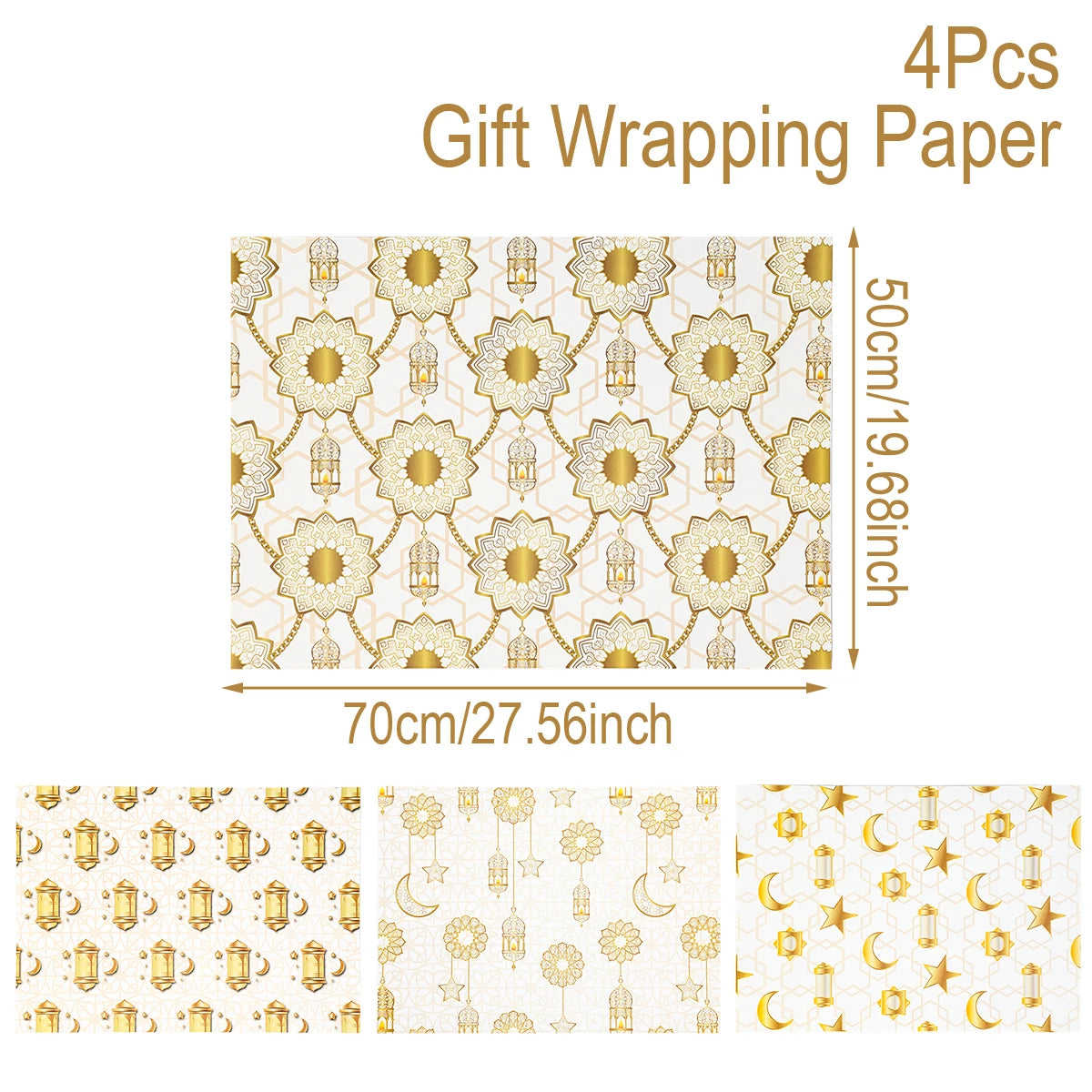 Eid Mubarak Kraft Wrapping Paper Eid Ramadan Kareem Decoration For Home 2025 Islamic Muslim Party Supplies Gifts Eid Al-Fitr