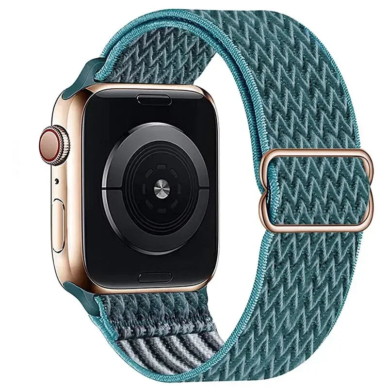 Bohemian Nylon Strap for Apple Watch ultra 2 49mm 41mm 45mm 38/40/44mm Elastic Shiny Bracelet iWatch Series 9/8/7 6 5 4 Se Band