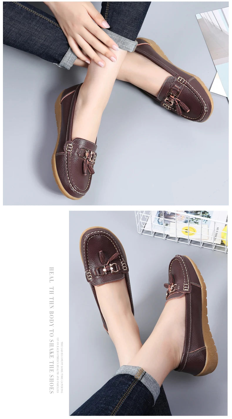 Women Flats Leather Woman Casual Shoes outdoors Slip-on Loafers Female Boat Shoes Fashion Comfortable Ballet Flat Big Size