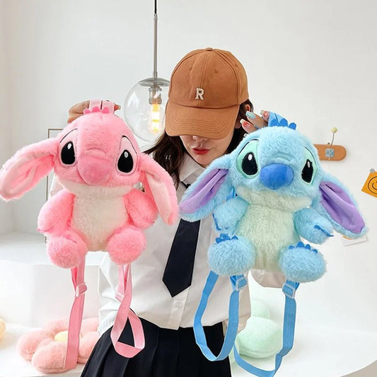 New Disney Cartoon Plush Backpack Kawai Stitch Doll Shoulder Bag Autumn And Winter Style Children'S Schoolbag Kindergarten Gifts