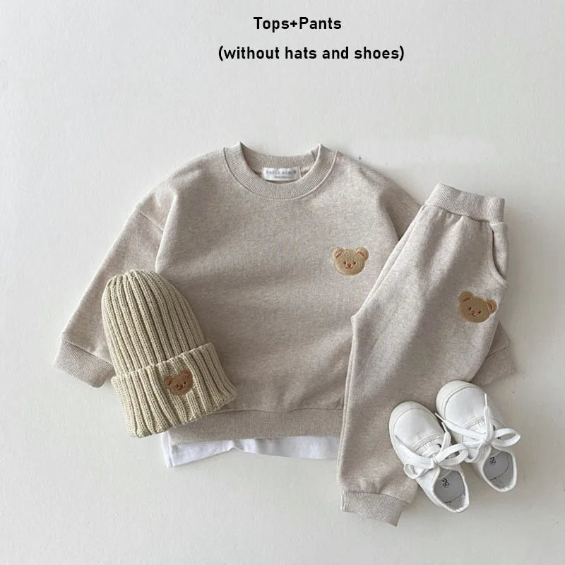 Sweatshirt+ Pants 2Pcs Suits 2024 Fashion Toddler Baby Clothes Sets Cartoon Bear Autumn Kids Outfits Set Christmas Gift