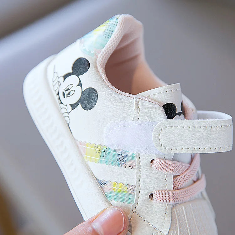 Disney White Casual Shoes For Baby Boy Girl Brand Children Sneaker Mickey Mouse Kids Sports Shoes Toddler Walking Shoes Size 25