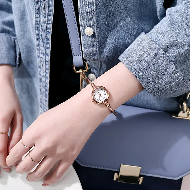 YIKAZE Women Bracelet Watch Small Gold Bangle Women Watches Stainless Steel Retro Ladies Quartz Wristwatch Clock Dress Watch