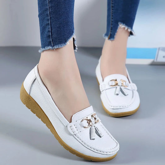 Women Flats Leather Woman Casual Shoes outdoors Slip-on Loafers Female Boat Shoes Fashion Comfortable Ballet Flat Big Size