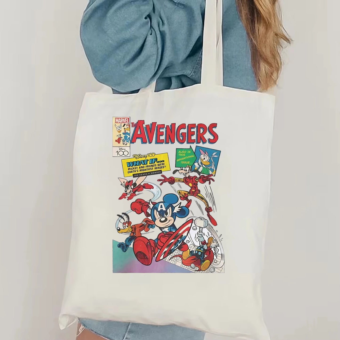 Disney Mickey Mouse FriendsN Marvel Canvas Bag Magic Kingdom Disneyland Family Vacation Holiday Gift Avengers Comics Book