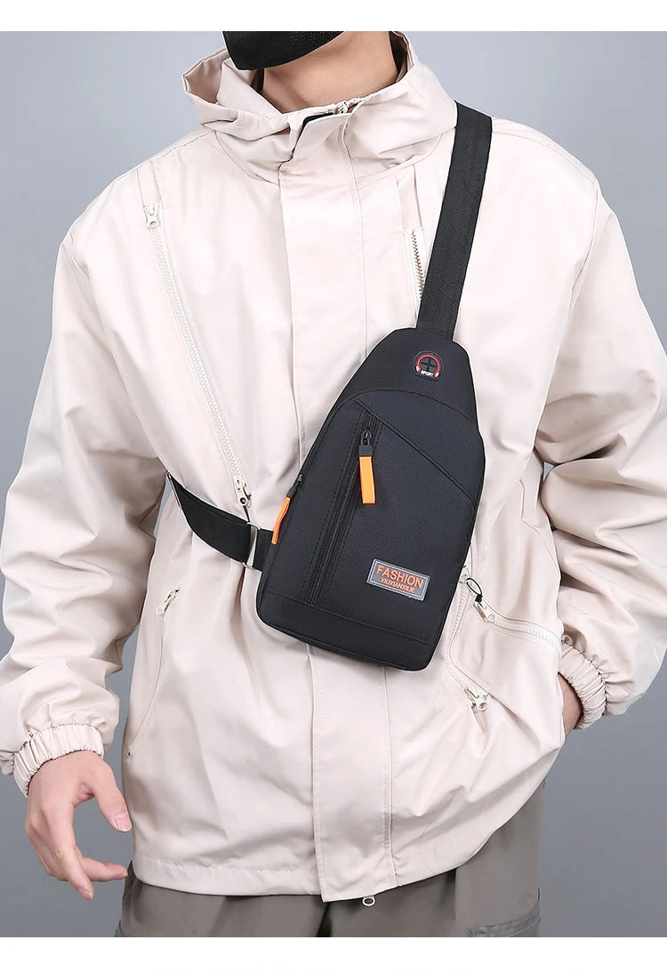 Casual Men Chest Bag Nylon Small Shoulder Bag Running Cycling Belt Sling Bag Outdoor Sport Crossbody Bag Travel Phone Pouch Bag