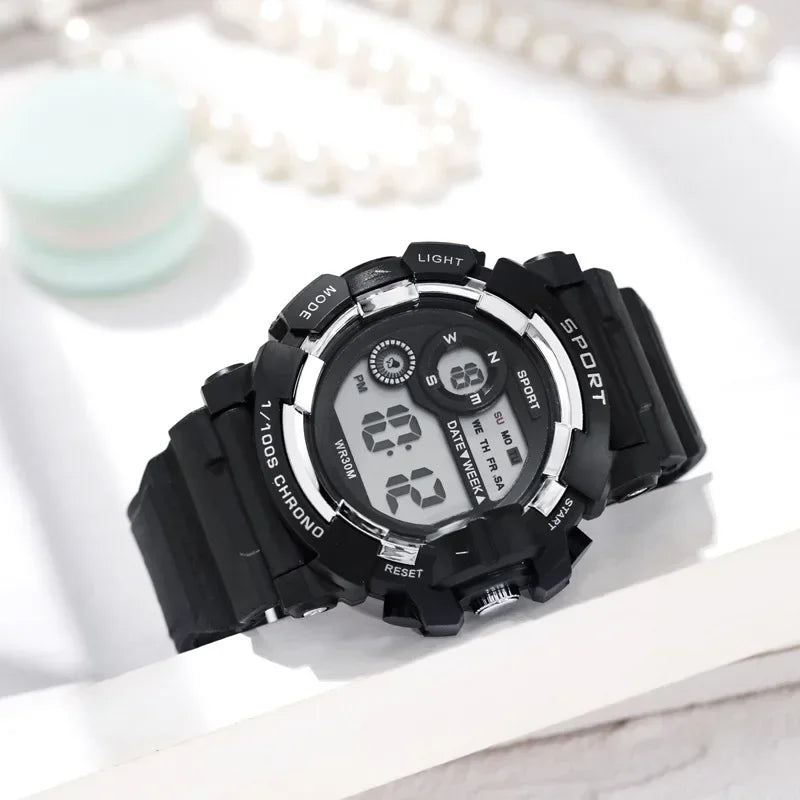 YIKAZE Fashion Sports Watches Men Women Digital Watch Waterproof Luminous Alarm Clock Electronic Wristwatch for Kids Children