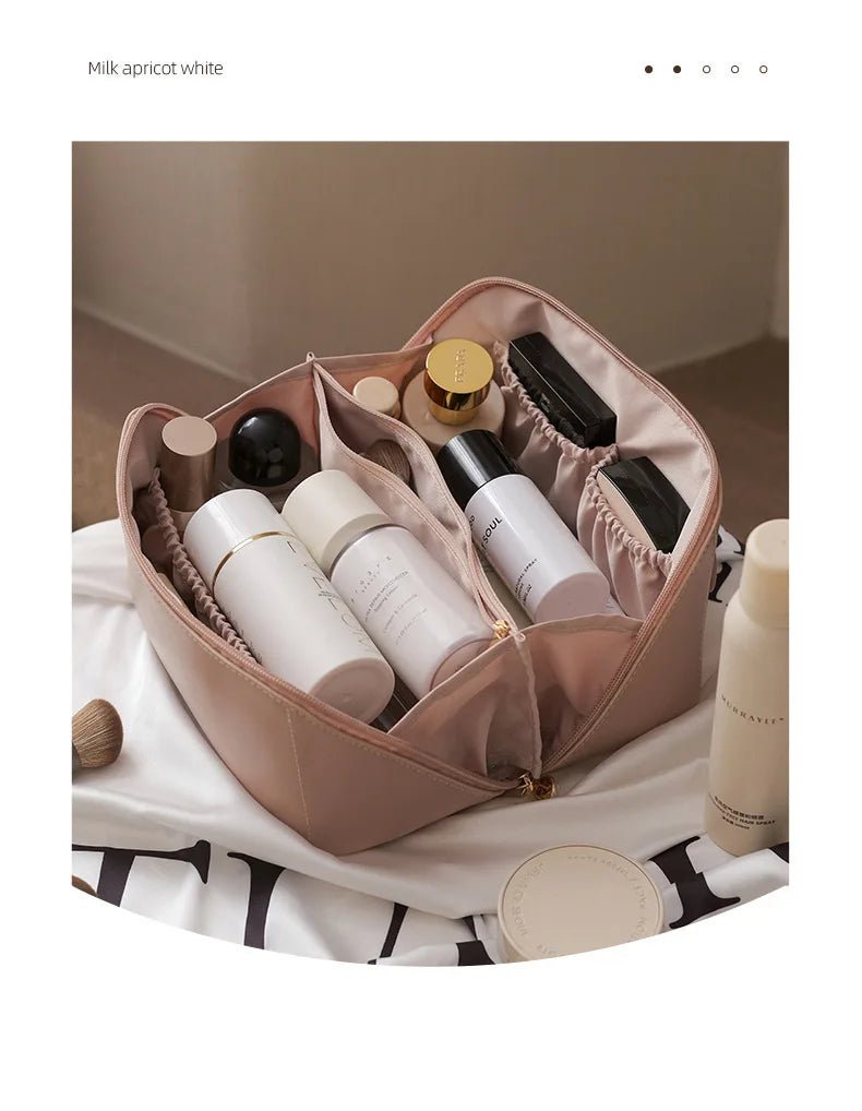 Large Travel Cosmetic Bag for Women Leather Makeup Organizer Female Toiletry Kit Bags Make Up Case Storage Pouch Luxury Box