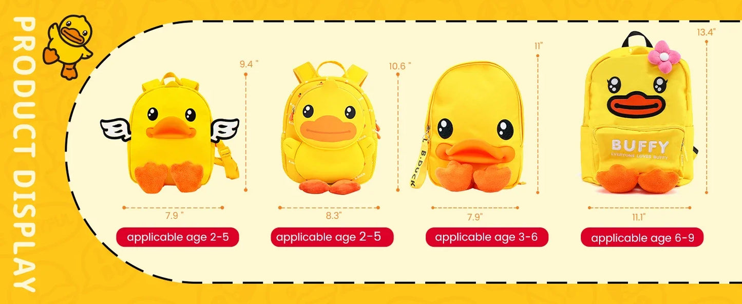 B.Duck Kids Backpacks Toddler Yellow Duck Preschool Kindergarten Backpack Little Kid Daycare School Bookbag