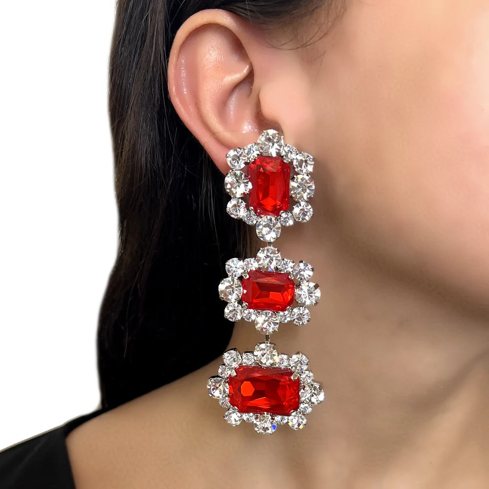 Stonefans Red Exaggerated Set Costume Necklace Earring for Women Engagement African Wedding Jewelry Sets for Bride Accessories