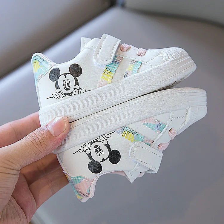 Disney White Casual Shoes For Baby Boy Girl Brand Children Sneaker Mickey Mouse Kids Sports Shoes Toddler Walking Shoes Size 25