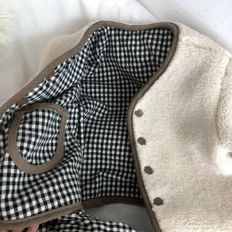 New Children's Plaid Plush Coat Autumn and Winter New Warm Coat Children on Both Sides Wear Coat Boy's and Girls' Clothing