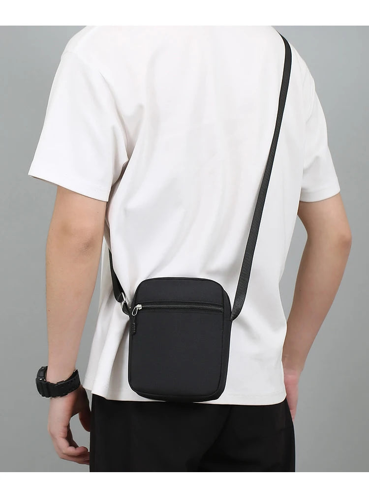 Simple Casual Mini Crossbody Bag Men Nylon Small Shoulder Bag For Men Oxford Black Messenger Side Sling Bag Husband Chest Bag