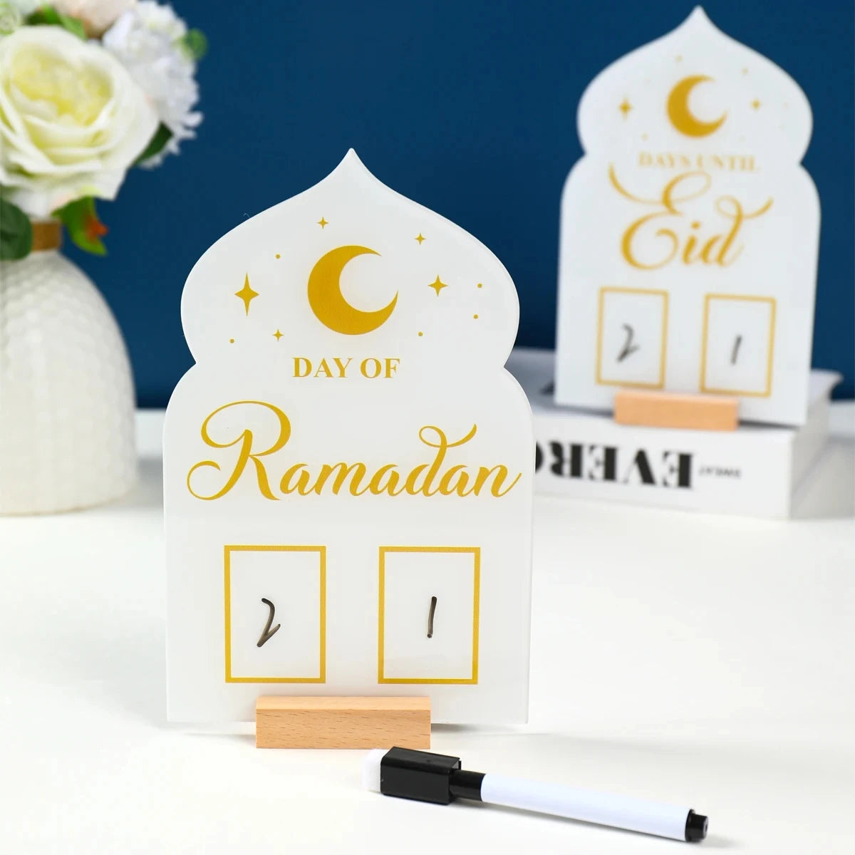 Acrylic Ramadan Countdown Calendar EID Mubarak Ornament Ramadan Decorations for Home Muslim Islamic Festival Party Supplies 2024