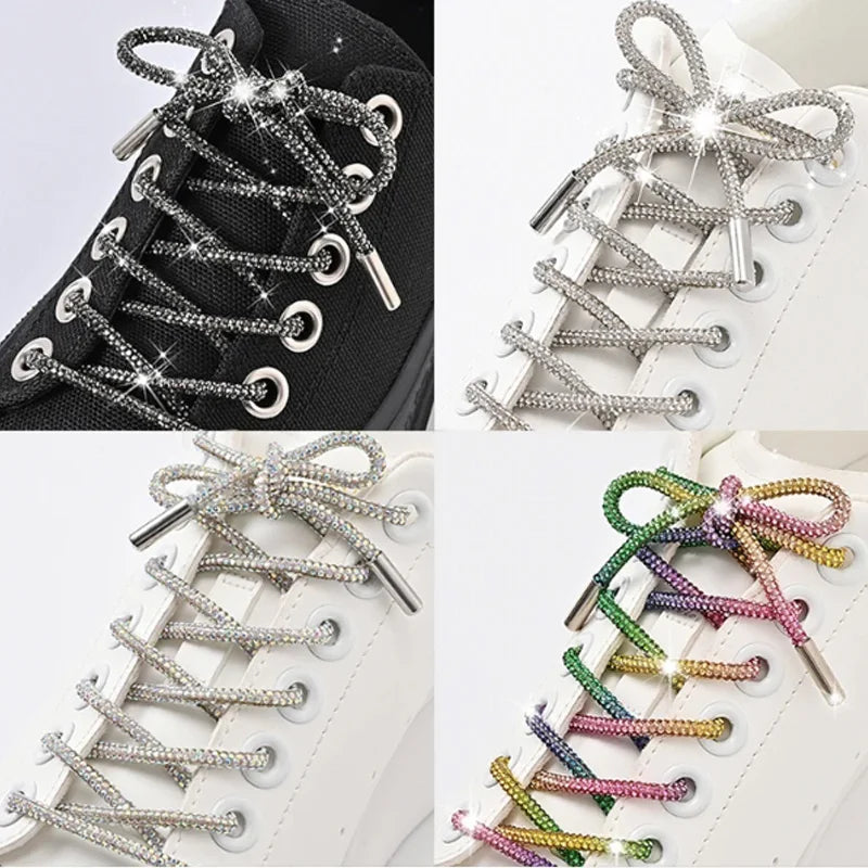 1 Pcs Rhinestone Shoe Lace Luxury Diamond ShoeLace Bright String Cross Braiding Strap DIY Drawstring