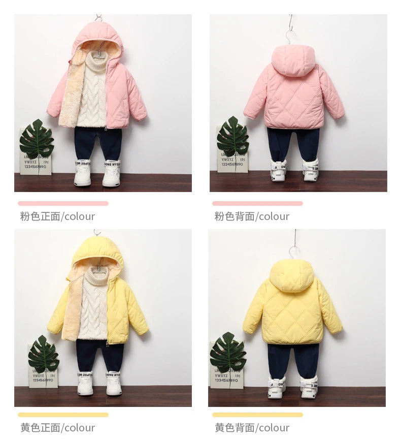 Baby Kids Thick Jacket For Girls Coats Winter Lamb Wool Plus Velvet Coats Toddler Children Outwear 1-6 Year Boys Cotton Jackets