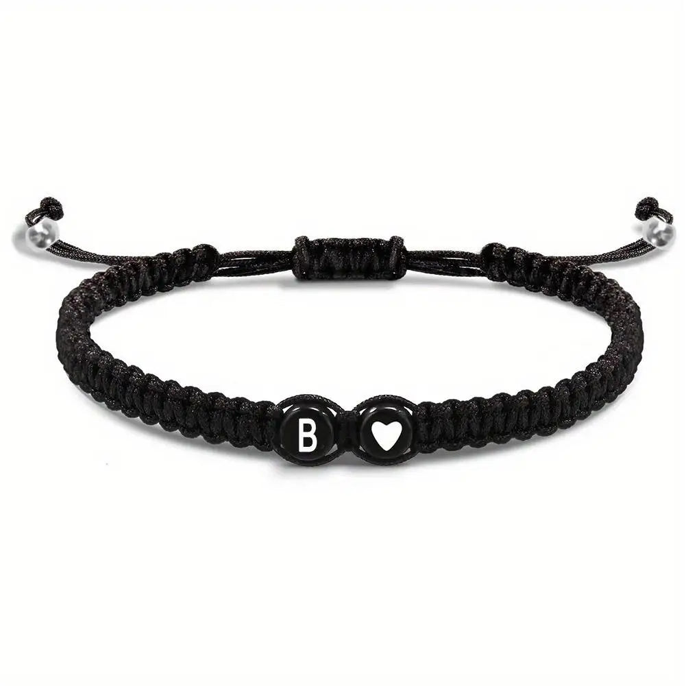 26 Letters Initial Heart Bracelets Handmade Adjustable A-Z Name Braided Bracelets For Women Men Friendship Jewelry Gifts