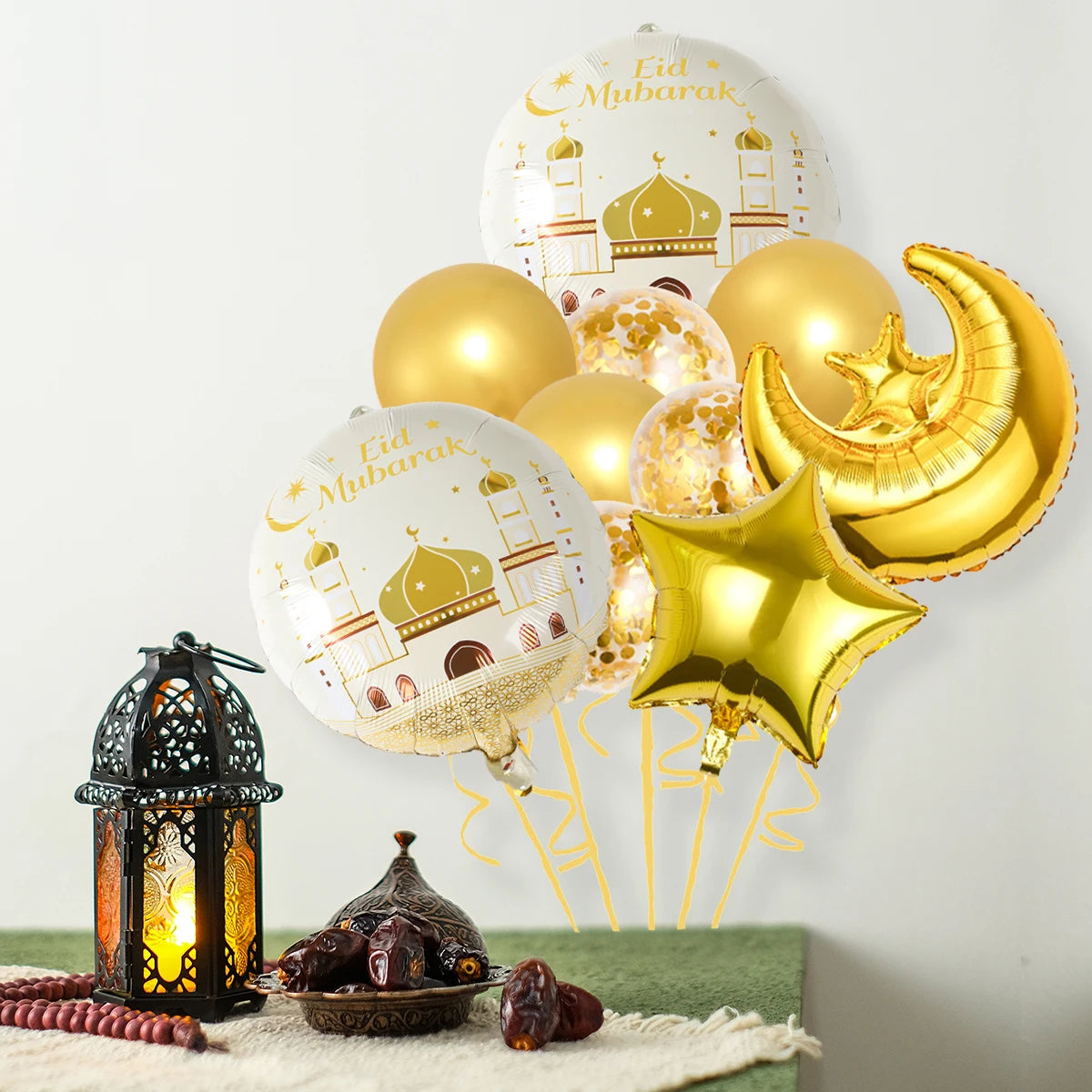 Stars Moon Confetti Balloon Bundle Eid Mubarak Ramadan Decoration 2025 Muslim Islamic Party Supplies Ramadan Kareem Foil Ballons