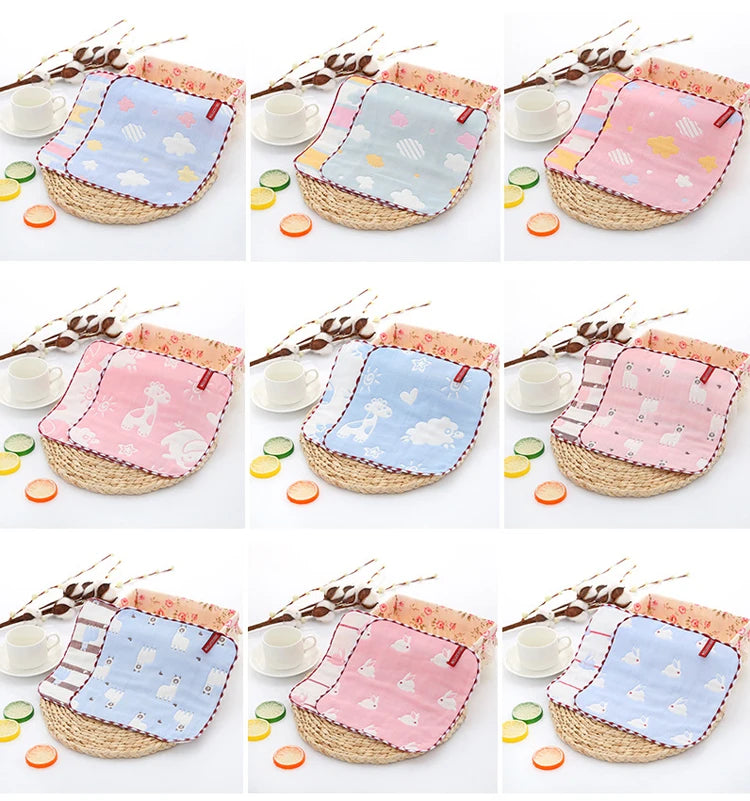 5PCS Baby Towel Bath Towels 100% Cotton Face Washcloth Muslin Squares Hand Wipe Gauze Newborn Bathing Feeding Kids Handkerchief