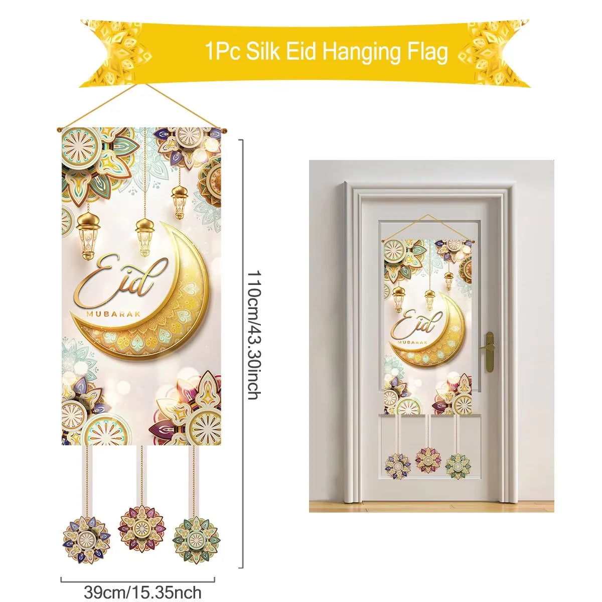 Ramadan Decoration Hanging Flag Eid Mubarak Decor 2025 for Home Islamic Muslim Party Decor Ramadan Kareem Eid Al-Fitr Gift