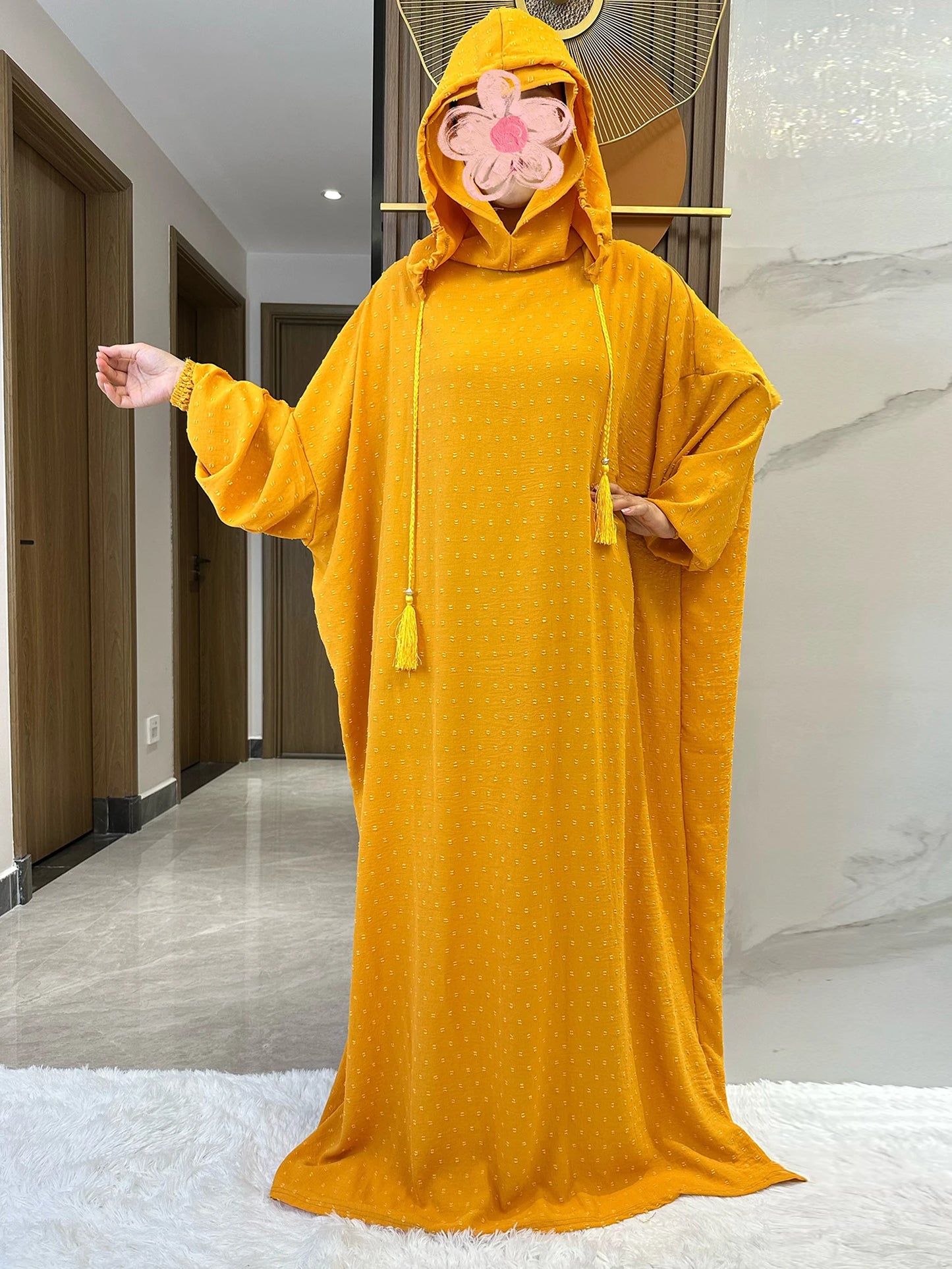 New Ramadan Muslim Two Hats Abaya Dubai Turkey Islam Prayer Clothes Solid Cotton Fabric Dresses Islam Women Dress Kaftan