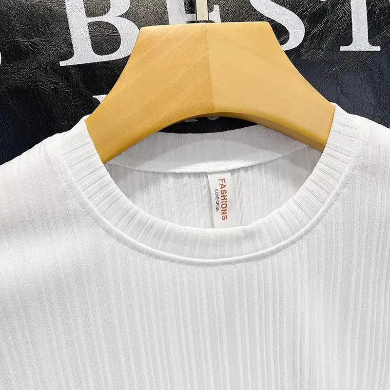 Solid Tshirt Man Fashion Tee Clothes Summer Luxury T-Shirt Hip Hop Breathable Tshirts &for Men Casual Streetwear New Male Tops