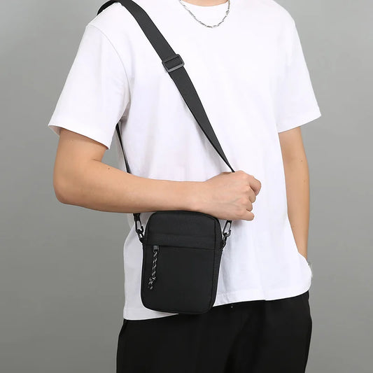 Messenger Sling Bags For Men Casual Canvas Small Zipper Crossbody Pouch Simple Small Crossbody Shoulder Bag Mini Men Phone Bag