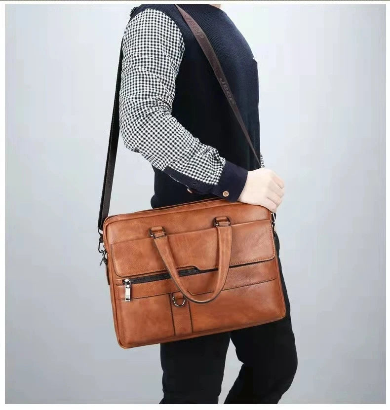 Luxury Brand Business Briefcase Men Leather Handbag For Man Messenger Shoulder Bag Office A4 Laptop Crossbody Bag MaleTote Bags