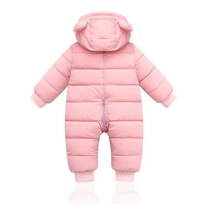 Baby Clothes Winter Thick Warm Jumpsuit Infant Boys Rompers Hooded Outdoor Clothing Cotton Down Jacket Girls Casual Jumpsuits