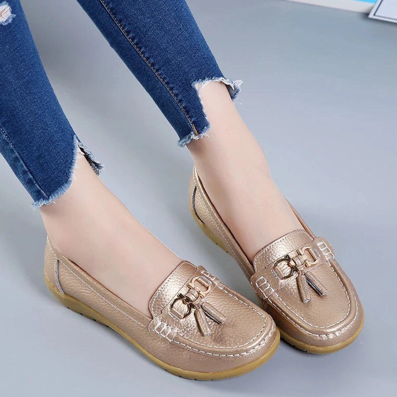 Women Flats Leather Woman Casual Shoes outdoors Slip-on Loafers Female Boat Shoes Fashion Comfortable Ballet Flat Big Size