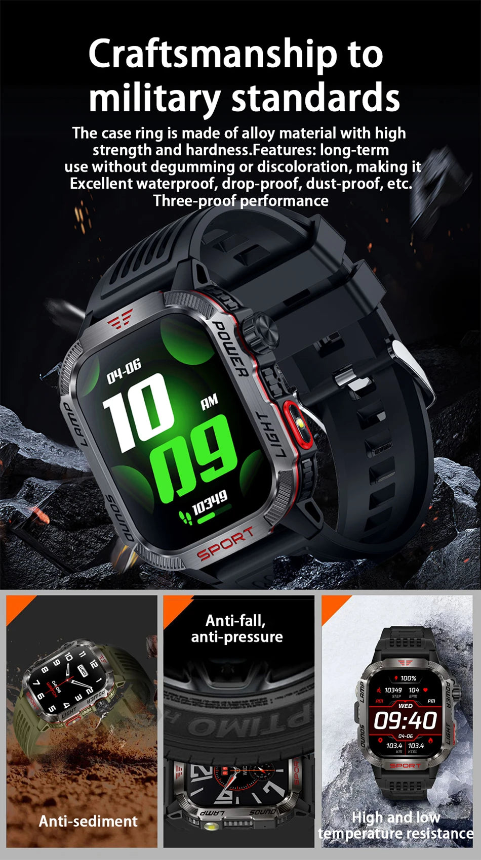 2024 New For Xiaomi Military Outdoor Smart Watch Men's 600 mAh Battery Waterproof Fitness Blood Oxygen Bluetooth Call Smartwatch