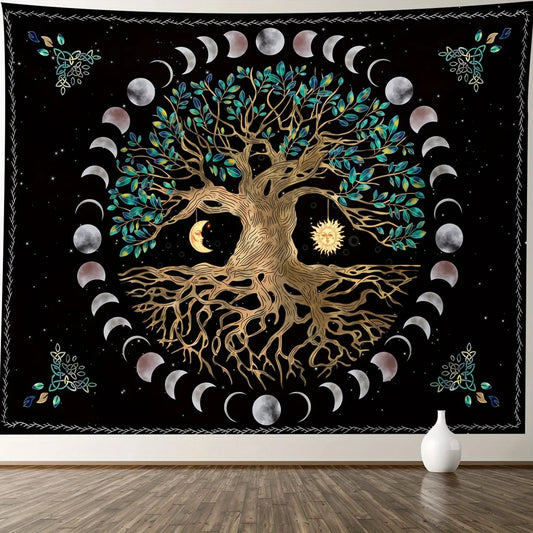 Mysterious Tree of Life Mushroom Forest Tapestry Wall Hanging Fairy Tale Bohemian Psychedelic Home Dormitory Dream Decor