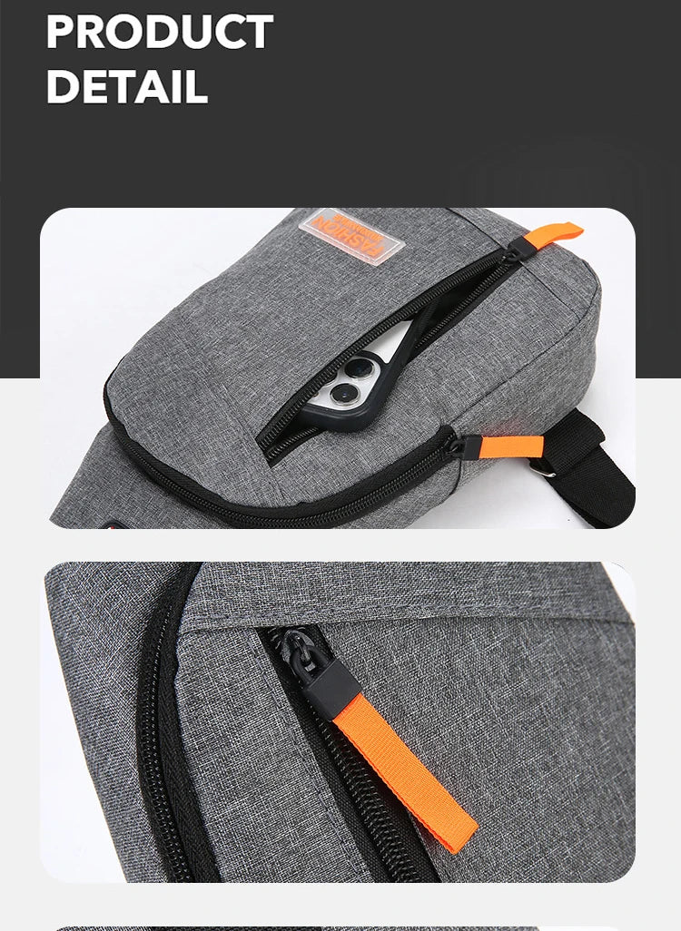 Casual Men Chest Bag Nylon Small Shoulder Bag Running Cycling Belt Sling Bag Outdoor Sport Crossbody Bag Travel Phone Pouch Bag