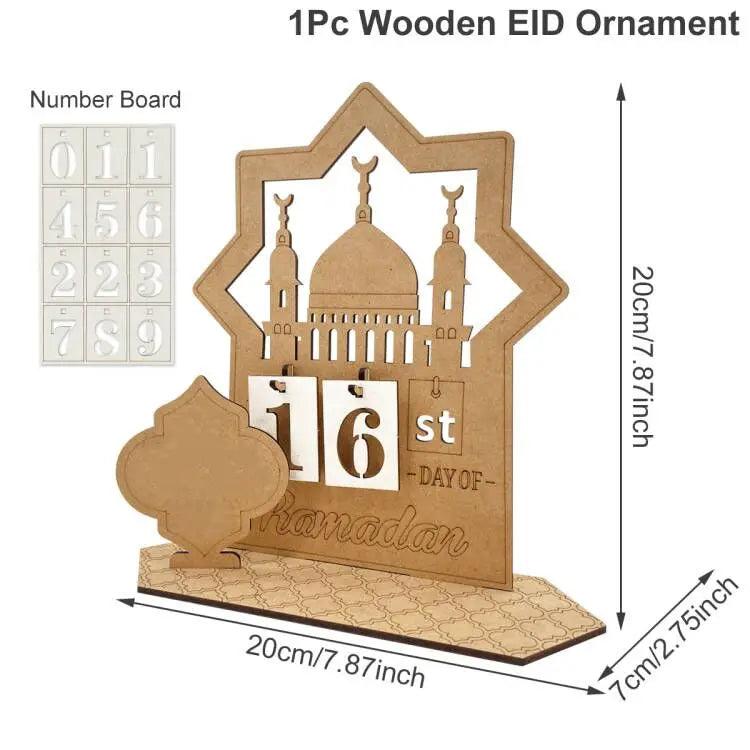 Acrylic Ramadan Countdown Calendar EID Mubarak Ornament Ramadan Decorations for Home Muslim Islamic Festival Party Supplies 2024