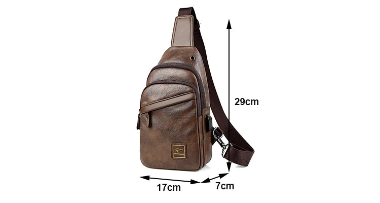 Kangaroo Luxury Brand Men Chest Bag Leather Messenger Crossbody Bag Black Brown Chest Pack Vintage Casual Men Shoulder Bags