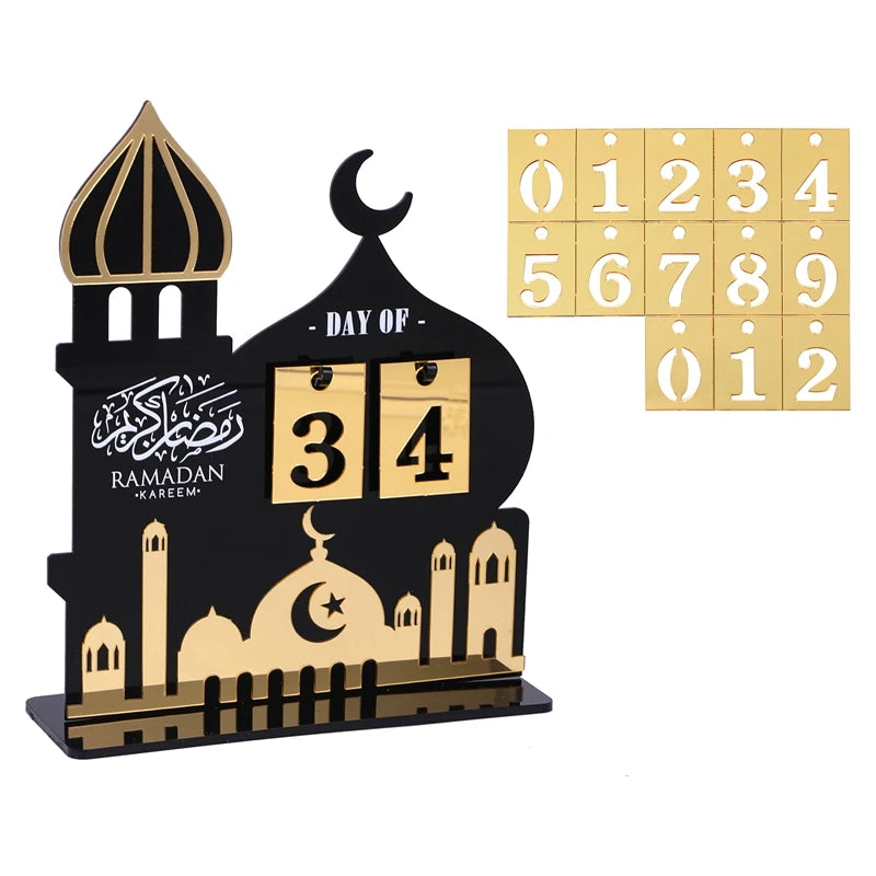 Ramadan Advent Calendar 2025 Eid Mubarak Acrylic Countdown Calendar Islamic Muslim Festival Party Gifts Home Decoration Ornament