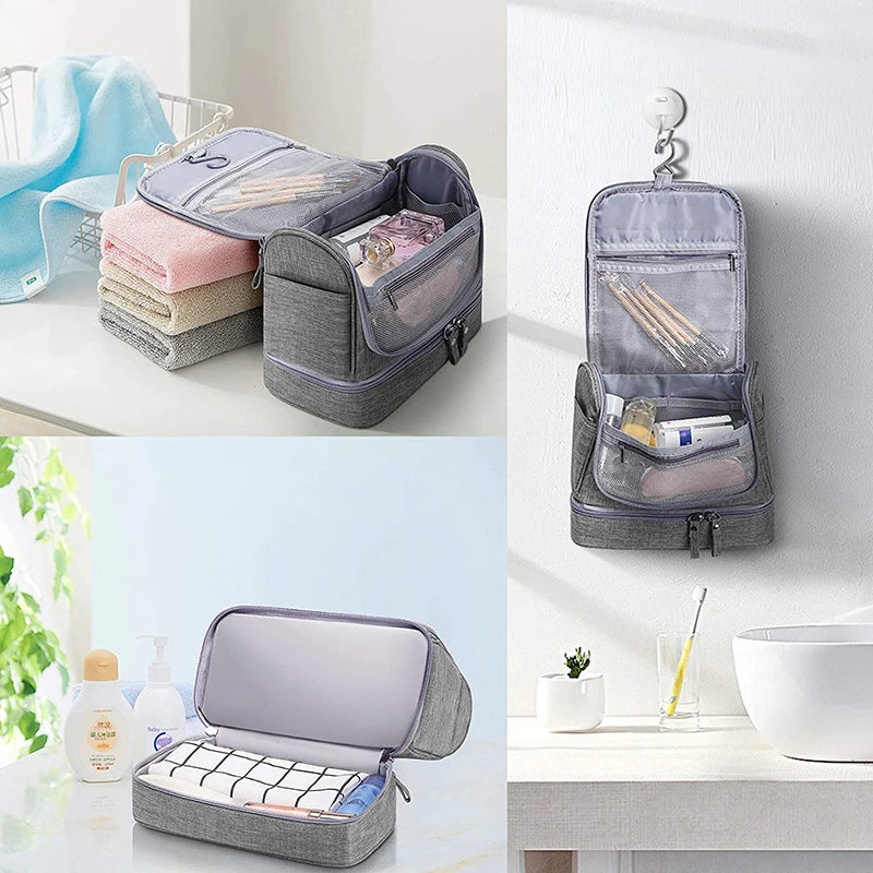 Multi functional Travel Dry wetdual purpose toiletriesbag high-capacity Waterproof make upbag Hanging makeup wash up storagebag